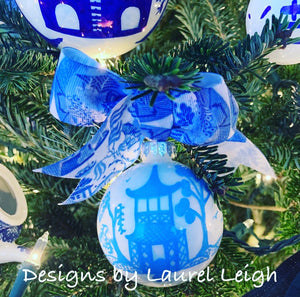 Blue Willow RIBBON BOW UPGRADE for Ornament Purchase - Ginger jar