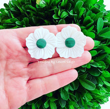 Load image into Gallery viewer, White &amp; Green Malachite MOP Floral Studs - 2 Styles - Chinoiserie jewelry