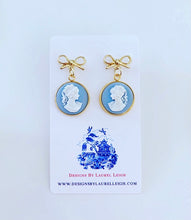 Load image into Gallery viewer, Wedgwood Blue and White Cameo Earrings - 3 Styles - Ginger jar