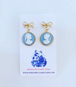 Wedgwood Blue and White Cameo Earrings - 3 Styles - Ginger jar