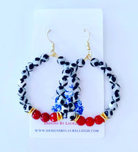 Load image into Gallery viewer, Red, Black &amp; White Game day Beaded Hoop Earrings - 2 Styles - Ginger jar