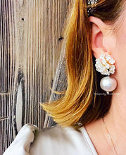 Load image into Gallery viewer, Rhinestone Hydrangea Blossom Pearl Drop Earrings - Chinoiserie jewelry