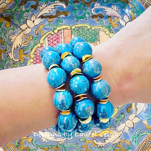 Chinoiserie Blue & Gold Accent Bracelet - Chinoiserie jewelry