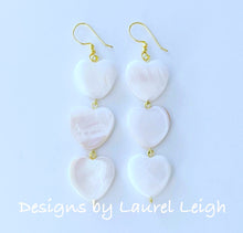 Load image into Gallery viewer, White Mother of Pearl Heart Drop Earrings - Ginger jar