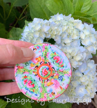 Load image into Gallery viewer, Rose Medallion Chinoiserie Pendant Necklace - Bright Bubblegum Pink - Ginger jar