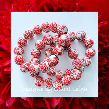 Load image into Gallery viewer, Chinoiserie Red Peony Flower Beaded Statement Bracelet - Ginger jar