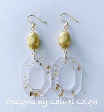 Load image into Gallery viewer, Gold Flake/Clear Octagon Statement Earrings - 2 Styles - Ginger jar