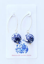 Load image into Gallery viewer, Chinoiserie Blue &amp; White Floral Bead Dangle Earrings - Ginger jar