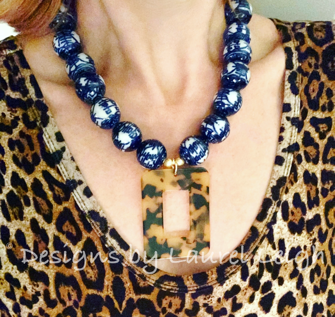 Tortoise shell sales long necklace