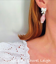 Load image into Gallery viewer, Pink Ginger Jar Pearl Bow Earrings - Chinoiserie jewelry