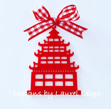 Load image into Gallery viewer, Chinoiserie Chic PAGODA Christmas Ornament - 4 Solid Colors - Pick Ribbon - Ginger jar