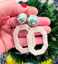 Load image into Gallery viewer, Chinoiserie Octagon Tortoise Earrings - Chinoiserie jewelry