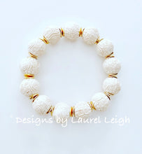 Load image into Gallery viewer, Ivory/Gold Chinoiserie Beaded Bracelet - Ginger jar