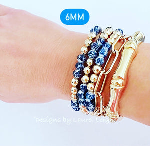 Chinoiserie Blue & White Gold Filled Bracelets - Chinoiserie jewelry