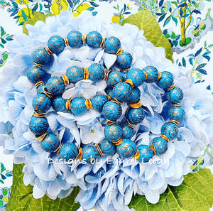 Chinoiserie Blue & Gold Accent Bracelet - Chinoiserie jewelry
