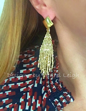Load image into Gallery viewer, Gold Dressy Beaded Fringe Post Earrings - Designs by Laurel Leigh