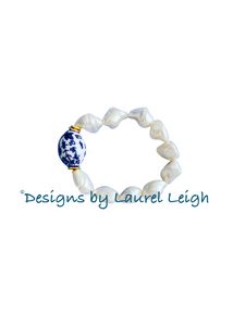 Chinoiserie Mother of Pearl Nugget Bracelet - Ginger jar