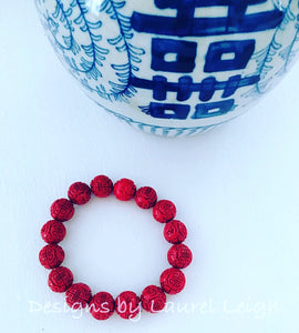 Chinoiserie Red Longevity Bracelet - Chinoiserie jewelry