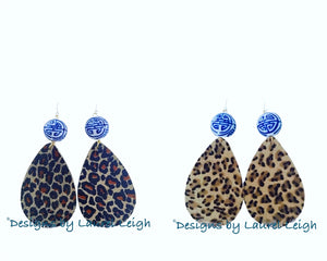 Chinoiserie Leopard Print Statement Earrings - Light Leopard - Designs by Laurel Leigh