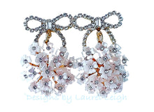 Load image into Gallery viewer, Rhinestone Bow Pearl Hydrangea Earrings - Chinoiserie jewelry