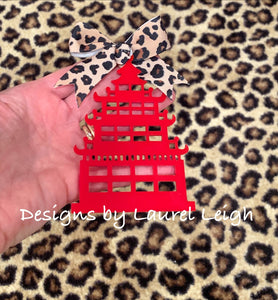 Chinoiserie Chic PAGODA Christmas Ornament - 4 Solid Colors - Pick Ribbon - Ginger jar