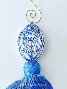 Blue & White Chinoiserie Decorative Tassel - Chinoiserie jewelry