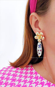 Chinoiserie Floral Porcelain Earrings - Chinoiserie jewelry
