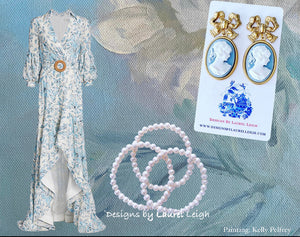 Wedgwood Blue Cameo Bow Earrings - Chinoiserie jewelry