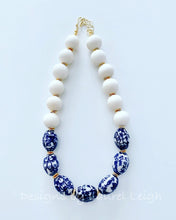 Load image into Gallery viewer, Blue and White Chinoiserie Statement Necklace - Ginger jar