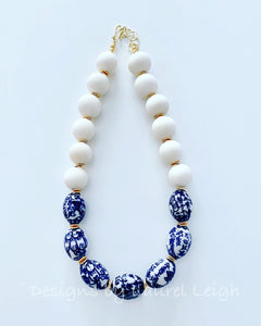 Blue and White Chinoiserie Statement Necklace - Ginger jar
