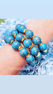 Chinoiserie French Blue & Gold Accent Bracelet - Chinoiserie jewelry