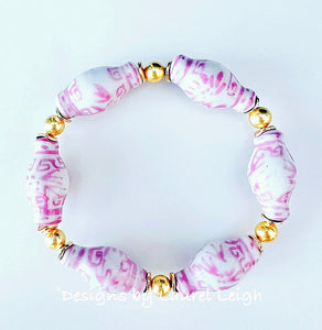 Chinoiserie Pink Ginger Jar Bracelet - Chinoiserie jewelry