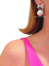 Load image into Gallery viewer, Rhinestone Bow Jumbo Pearl Drop Earrings - Chinoiserie jewelry