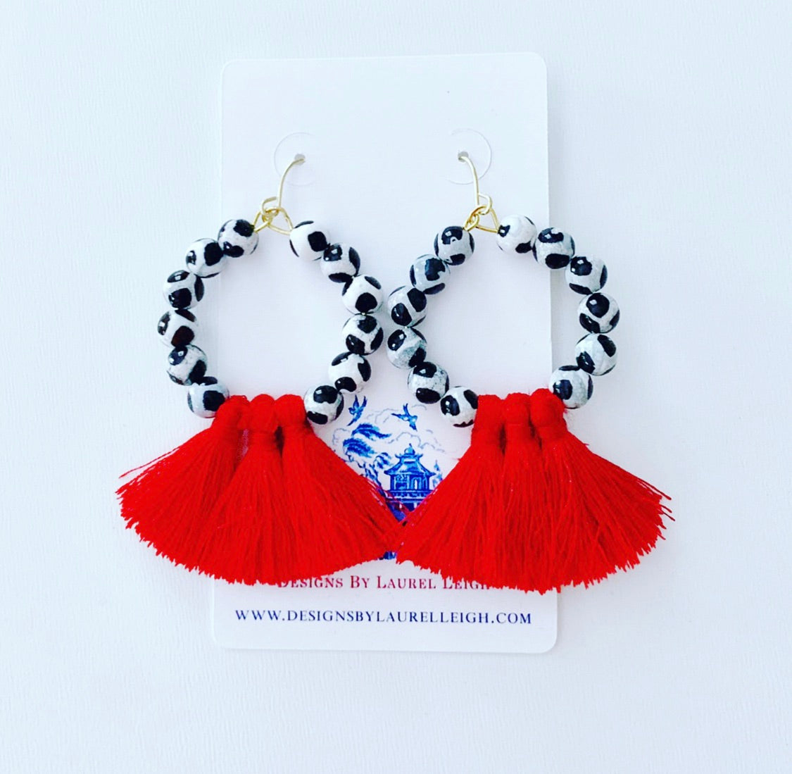 Red white and blue deals tassel earrings