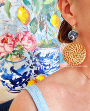 Load image into Gallery viewer, Chinoiserie Rattan Peony Earrings - Chinoiserie jewelry