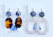 Load image into Gallery viewer, Chinoiserie Octagon Tortoise Earrings - Chinoiserie jewelry