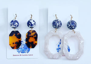 Chinoiserie Octagon Tortoise Earrings - Chinoiserie jewelry