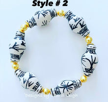 Load image into Gallery viewer, Chinoiserie Ginger Jar Beaded Bracelet - Black &amp; White - Chinoiserie jewelry