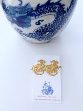 Load image into Gallery viewer, Gold Chinoiserie Dragon Earrings - Ginger jar