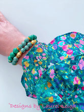 Load image into Gallery viewer, Chinoiserie Longevity Bead Bracelet - Green &amp; Gold - Ginger jar