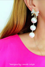 Load image into Gallery viewer, Rhinestone Bow Pearl Drop Earrings - Chinoiserie jewelry