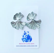 Load image into Gallery viewer, Silver Ginkgo Leaf Earrings - Chinoiserie jewelry