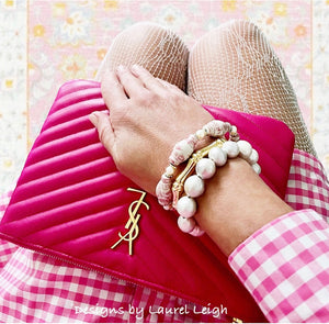 Chinoiserie Pink Ginger Jar Pearl Bracelet - Chinoiserie jewelry