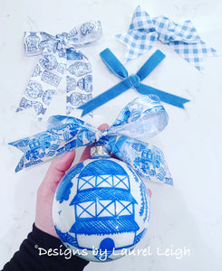 Blue Willow RIBBON BOW UPGRADE for Ornament Purchase - Chinoiserie jewelry