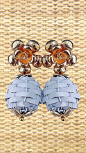 Load image into Gallery viewer, Wicker Rattan Floral Drop Earrings - Chinoiserie jewelry