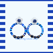 Load image into Gallery viewer, Blue &amp; White Chinoiserie Heishi Disc Bead Earrings - Chinoiserie jewelry