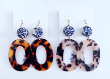 Load image into Gallery viewer, Chinoiserie Tortoise Large Oval Earrings - Chinoiserie jewelry