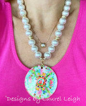 Load image into Gallery viewer, Chinoiserie Chic Rose Medallion Pendant Necklace - White Chunky Pearls - Ginger jar