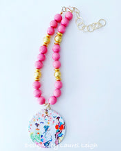 Load image into Gallery viewer, Chinoiserie Watercolor Geisha Pendant Statement Necklace - Bubblegum Pink - Ginger jar