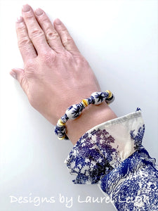 Chinoiserie Ginger Jar Beaded Bracelet - Blue & White - Designs by Laurel Leigh